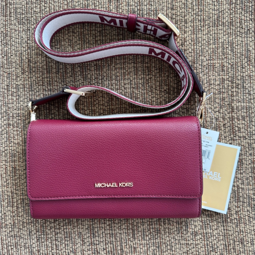 Michael Kors Jet Set Item Large Zip Around Wallet Crossbody Bag